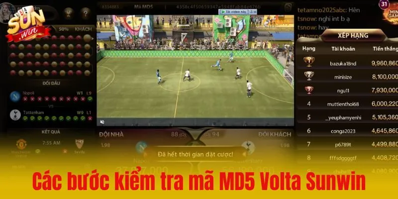 Các bước kiểm tra mã MD5 Volta Sunwin để đảm bảo xanh chín