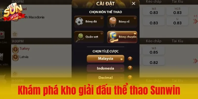 Khám phá kho giải đấu hoành tráng của game thể thao Sunwin
