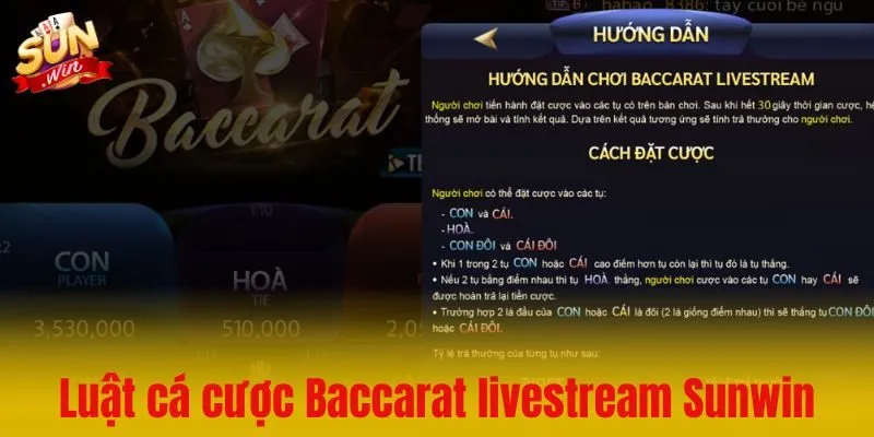 Luật cá cược Baccarat livestream Sunwin chính xác để tham khảo